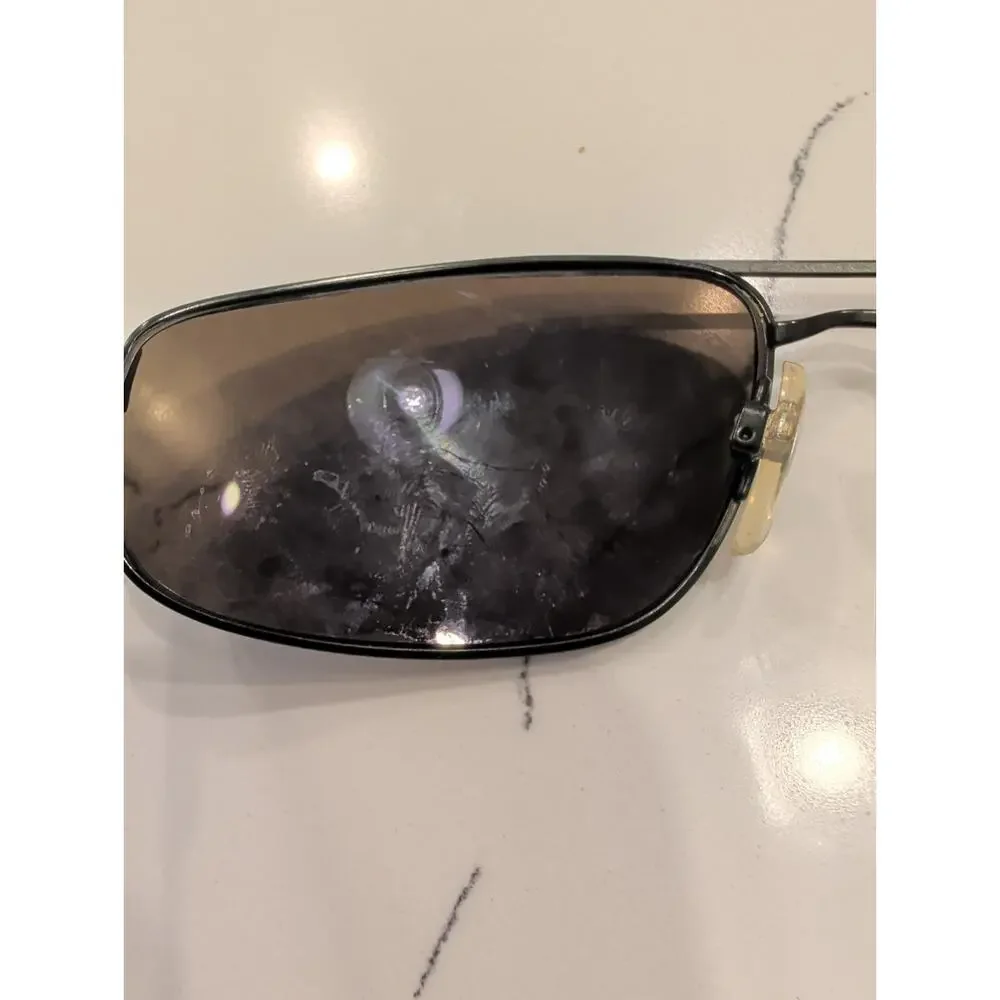 Revo 3014 001/62 Vintage Black Aviator Sunglasses Blue Mirror Lens Italy Wrap